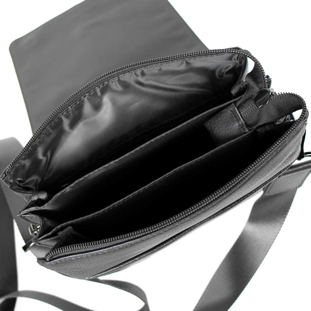 Mъжка чанта през рамо ENZO NORI модел MAURIZIO естествена кожа черен
