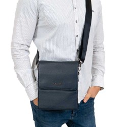 Мъжка чанта през рамо ENZO NORI модел TERAMO естествена кожа син