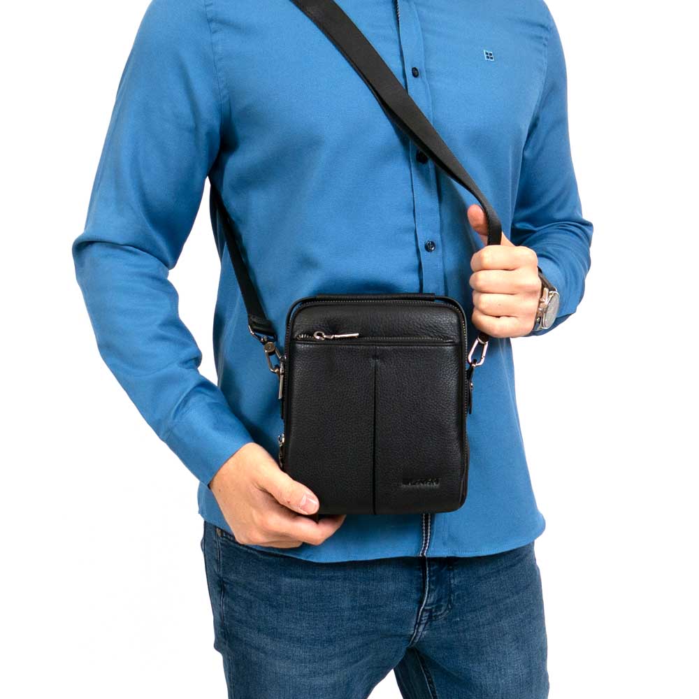 Мъжка чанта през рамо ENZO NORI модел ANZIO естествена кожа черен