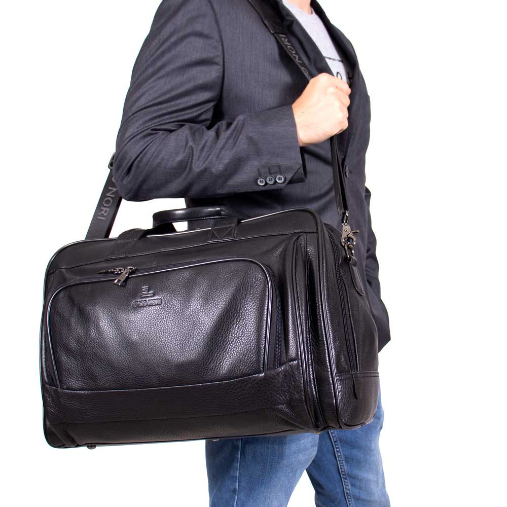 Мъжка пътна чанта ЕNZO NORI от естествена кожа черен