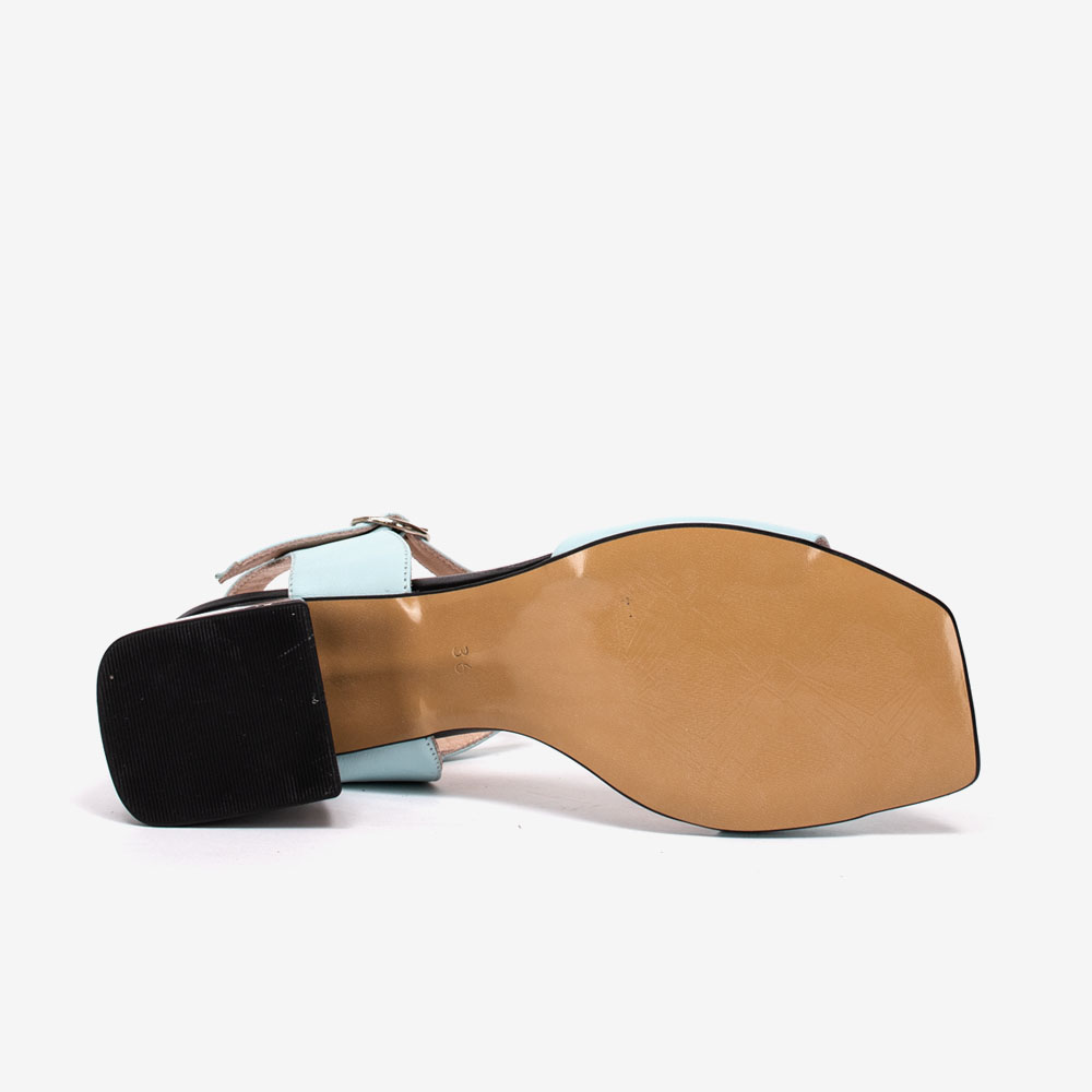 Дамски сандали на ток модел SAVANA естествена кожа син