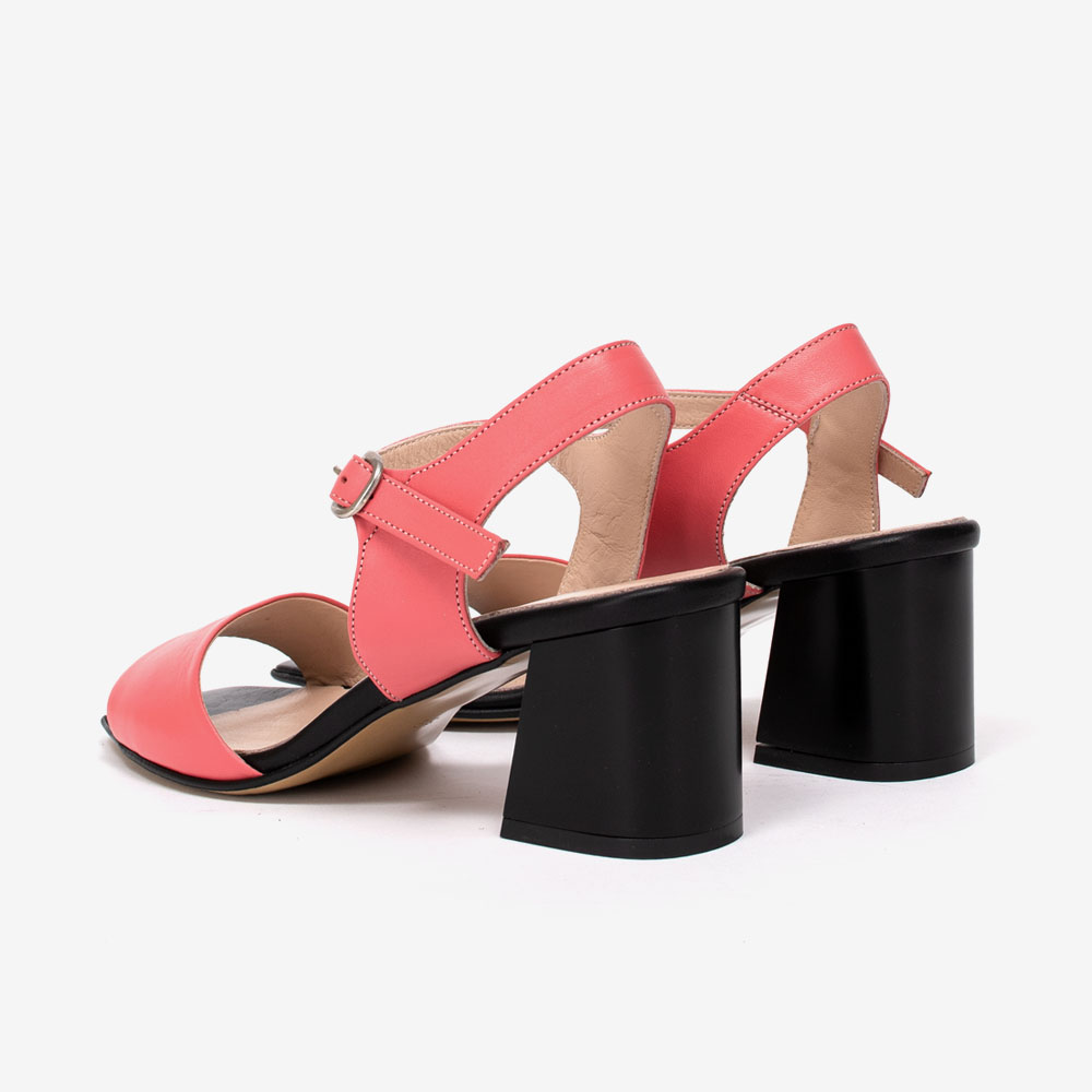 Дамски сандали на ток модел SAVANA естествена кожа розов