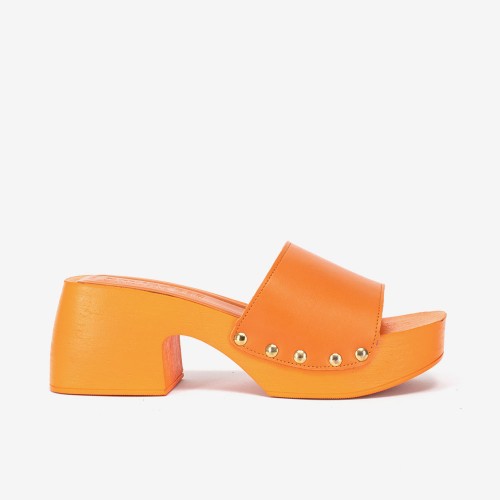 Дамски чехли модел BROOKE еко кожа оранжев
