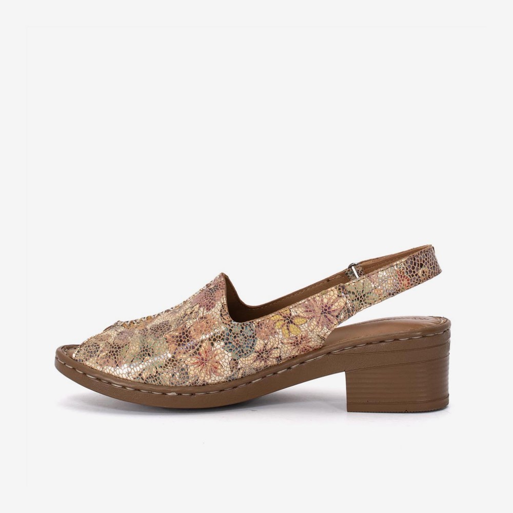 Дамски сандали на ток модел HAILEY естествена кожа кафяв