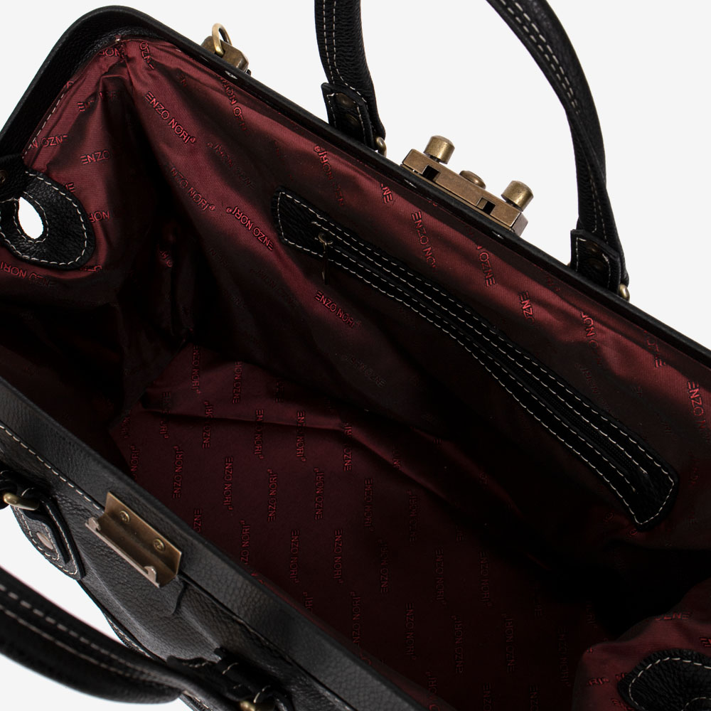 Пътна чанта ENZO NORI модел ROBBIE естествена кожа черен