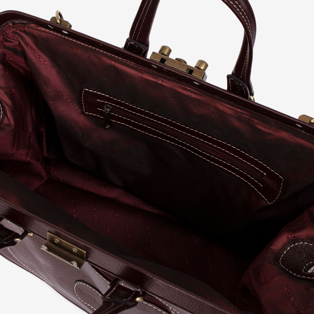 Пътна чанта ENZO NORI модел ROBBIE естествена кожа бордо