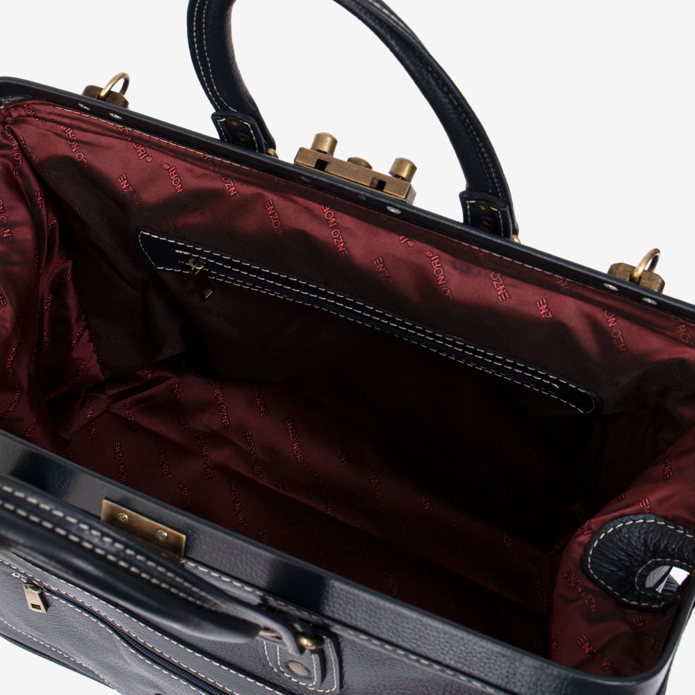 Пътна чанта ENZO NORI модел ROBBIE естествена кожа тъмно син