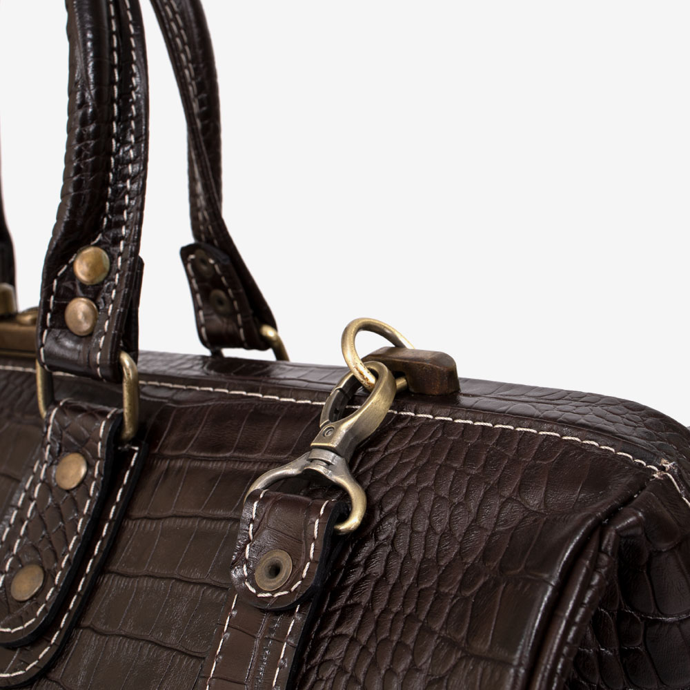 Пътна чанта ENZO NORI модел ROBBIE естествена кожа кафяв принт