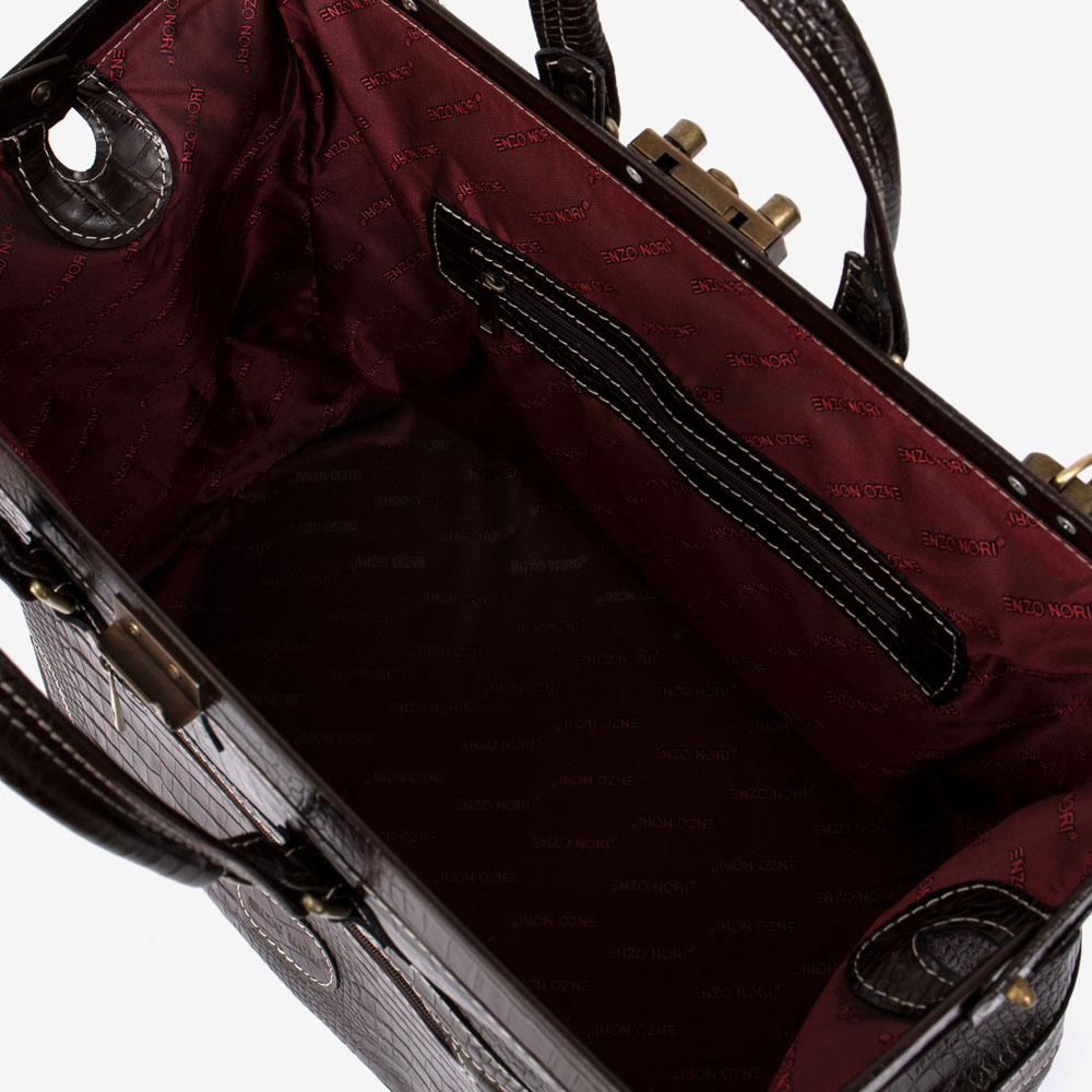 Пътна чанта ENZO NORI модел ROBBIE естествена кожа кафяв принт