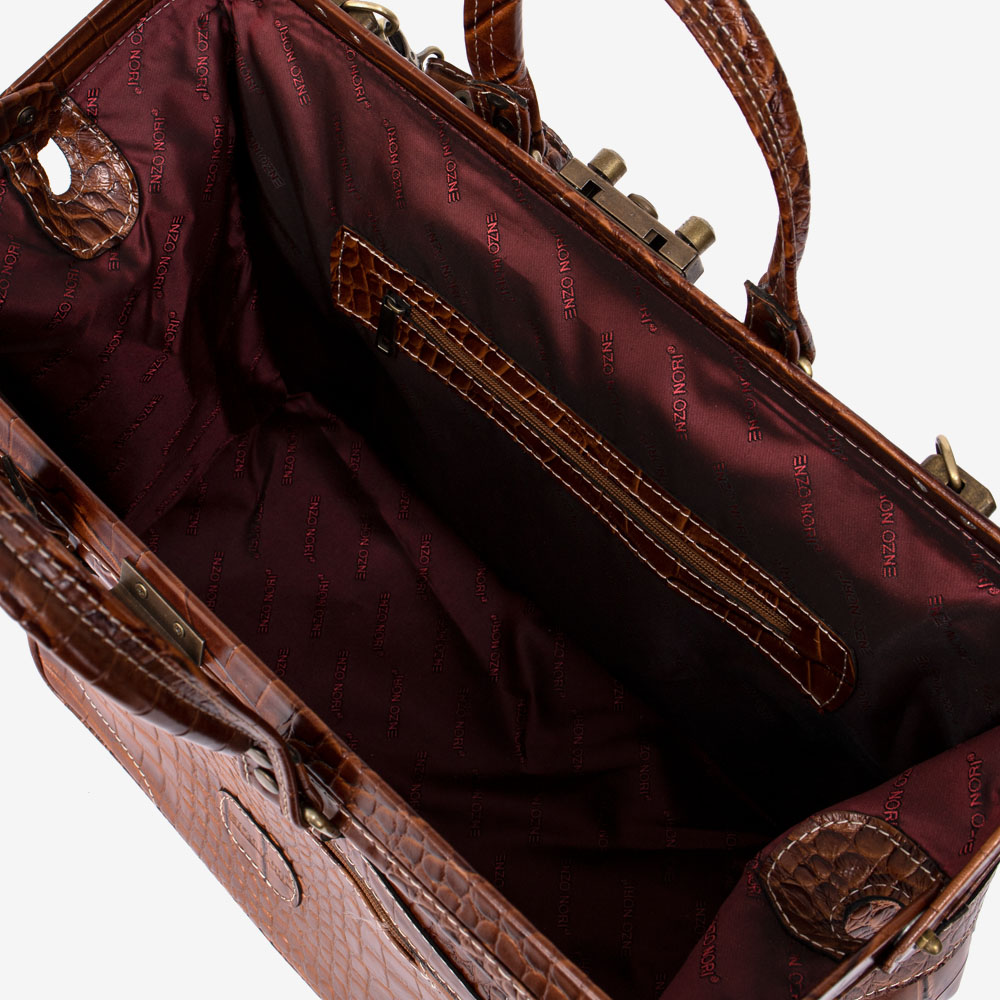 Пътна чанта ENZO NORI модел ROBBIE естествена кожа светло кафяв принт