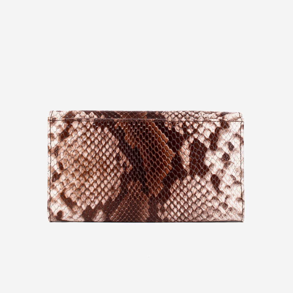 Дамско портмоне ENZO NORI модел CARMEN естествена кожа кафяв змийски принт