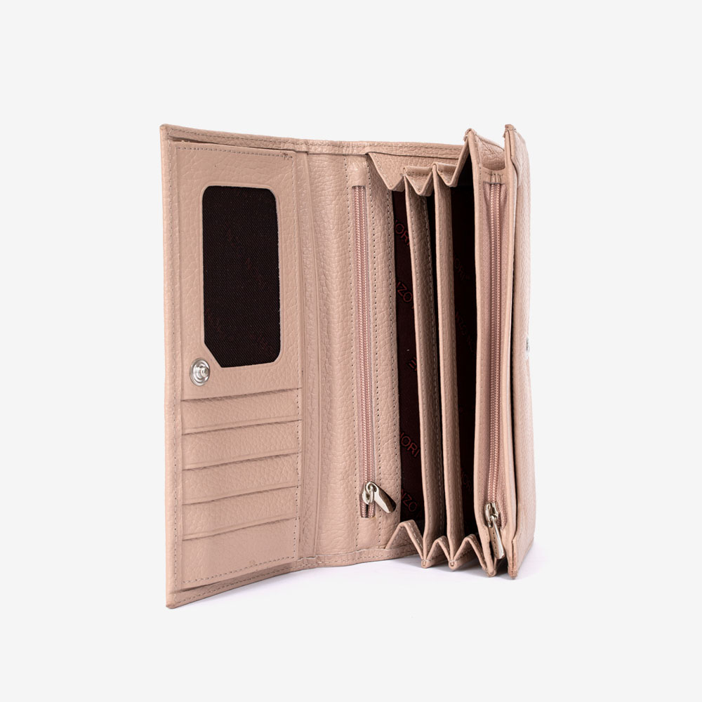 Дамско портмоне ENZO NORI модел CLASSIQUE естествена кожа розова пудра