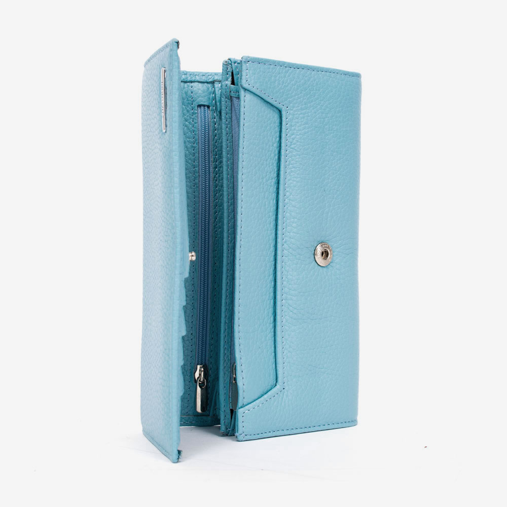 Дамско портмоне ENZO NORI модел CLASSIQUE естествена кожа светло син