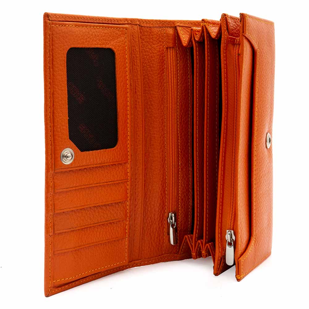 Дамско портмоне ENZO NORI модел CLASSIQUE естествена кожа оранжев