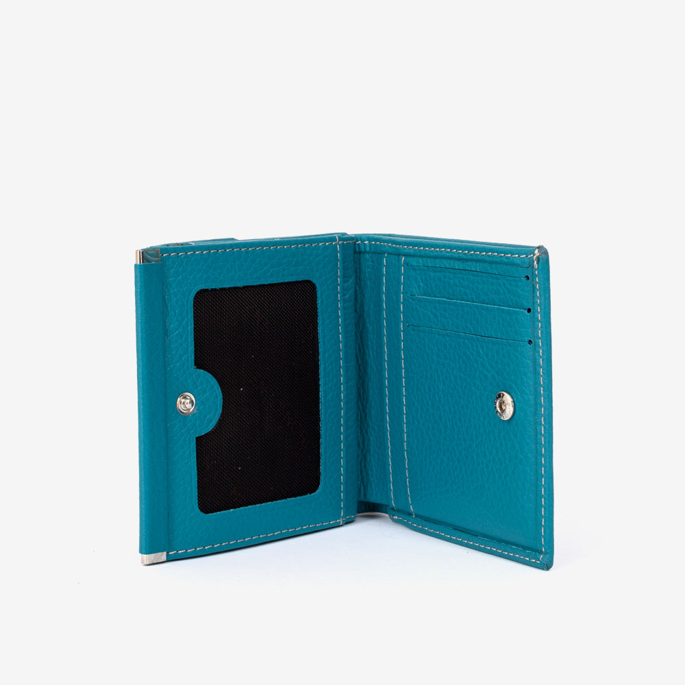 Малко дамско портмоне ENZO NORI модел MINI естествена кожа син тюркоаз