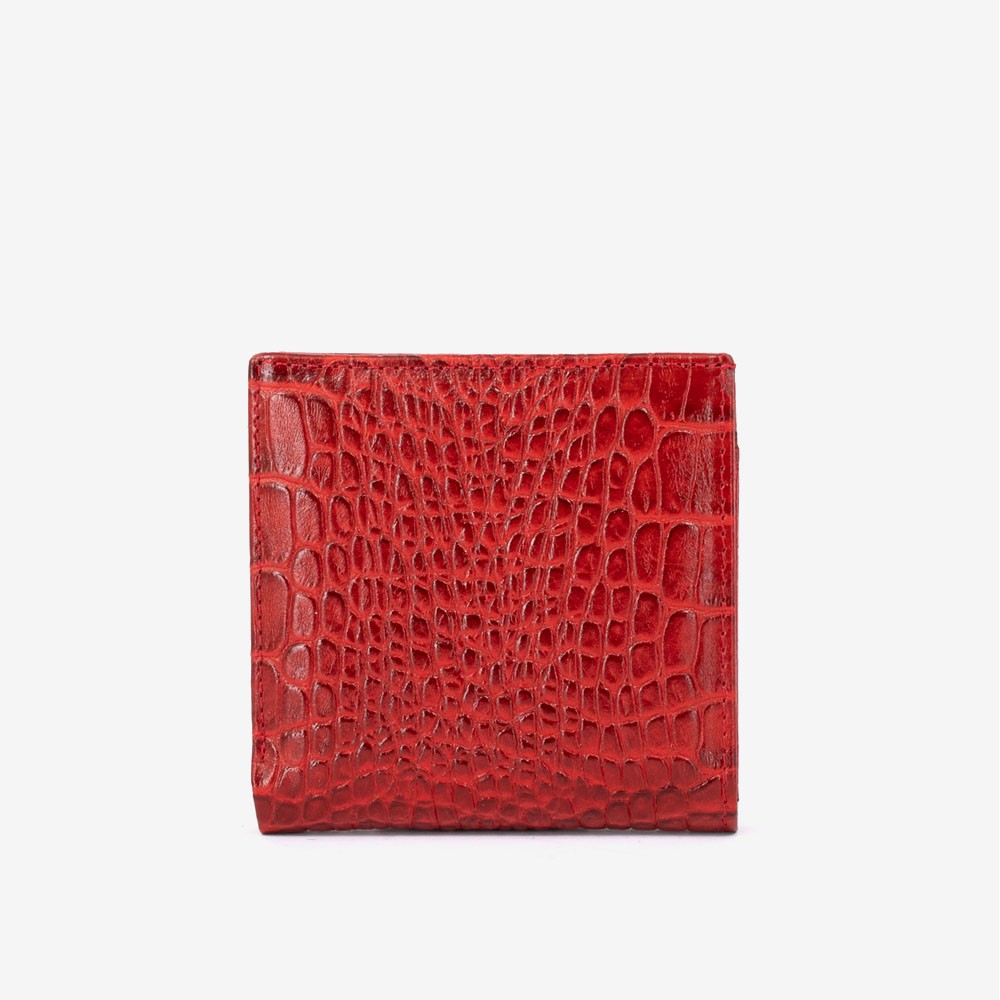 Малко дамско портмоне ENZO NORI модел MINI естествена кожа червен кроко