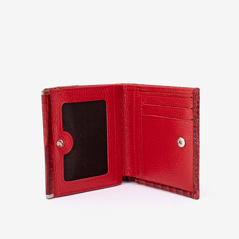 Малко дамско портмоне ENZO NORI модел MINI естествена кожа червен принт