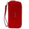 Елегантно дамско портмоне от висококачествена естествена кожа с два ципа ENZO NORI модел SWING цвят червени рози