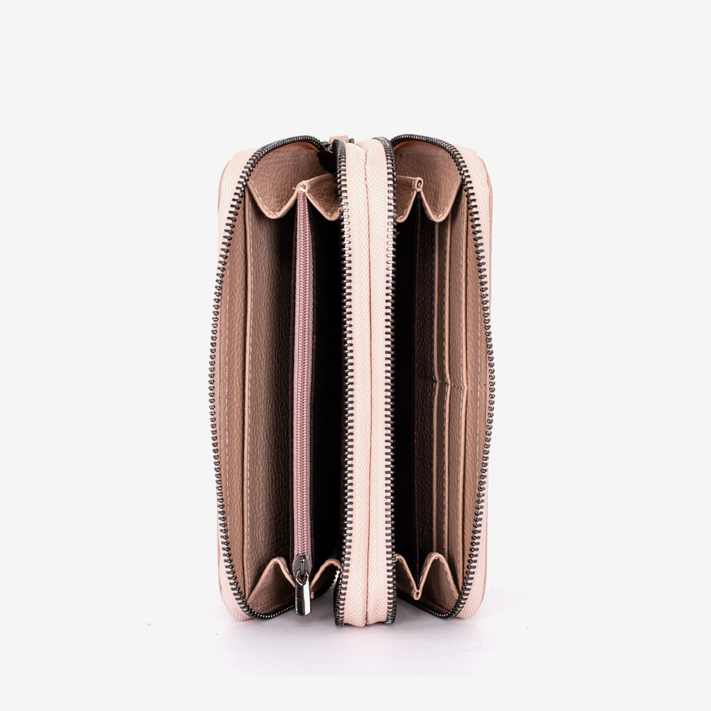 Дамско портмоне ENZO NORI модел SWING естествена кожа розова пудра