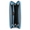 Елегантно дамско портмоне с цип ENZO NORI модел GAIA от естествена кожа с дръжка за ръка цвят светло син кроко лак
