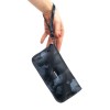 Голямо модерно дамско портмоне с цип ENZO NORI модел GAIA от естествена кожа с дръжка за ръка цвят тъмно син змийски лазер