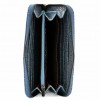 Голямо дамско портмоне с цип ENZO NORI модел GAIA от естествена кожа с дръжка за ръка цвят син сребрист лазер
