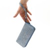 Голямо дамско портмоне с цип ENZO NORI модел GAIA от естествена кожа с дръжка за ръка цвят син сребрист лазер