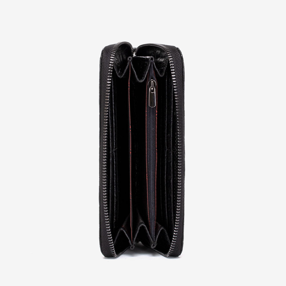 Дамско портмоне ENZO NORI модел GAIA естествена кожа черен отблясък