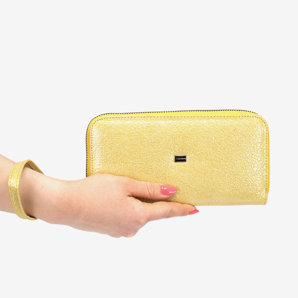 Дамско портмоне ENZO NORI модел GAIA естествена кожа лимонено жълто