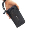 Изискано голямо дамско портмоне с цип ENZO NORI модел GAIA от естествена кожа с дръжка за ръка цвят тъмно син кроко лазер