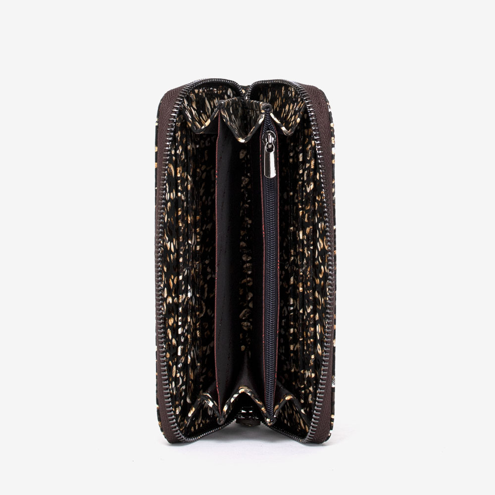 Дамско портмоне ENZO NORI модел GAIA естествена кожа тъмно кафяв принт