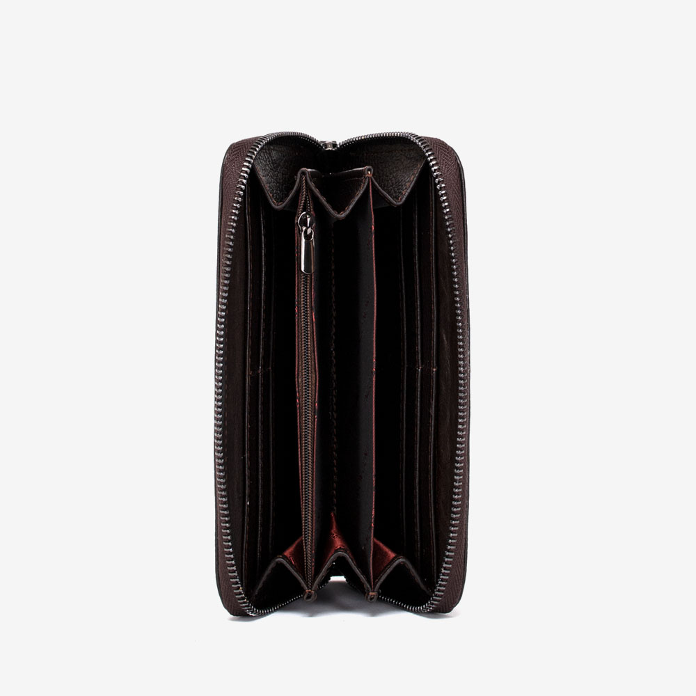 Дамско портмоне ENZO NORI модел GAIA естествена кожа тъмно кафяв