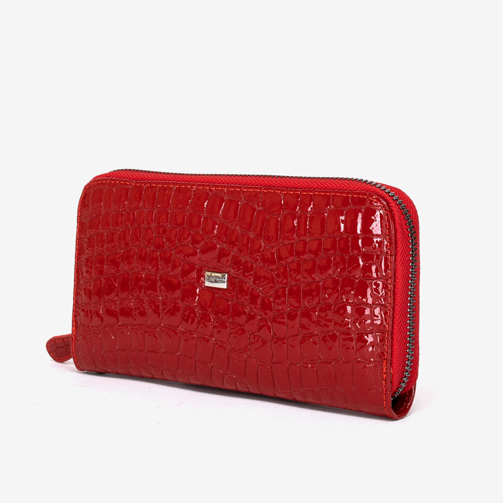 Дамско портмоне ENZO NORI модел GAIA естествена кожа червен кроко