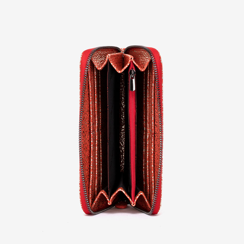 Дамско портмоне ENZO NORI модел GAIA естествена кожа червен блясък