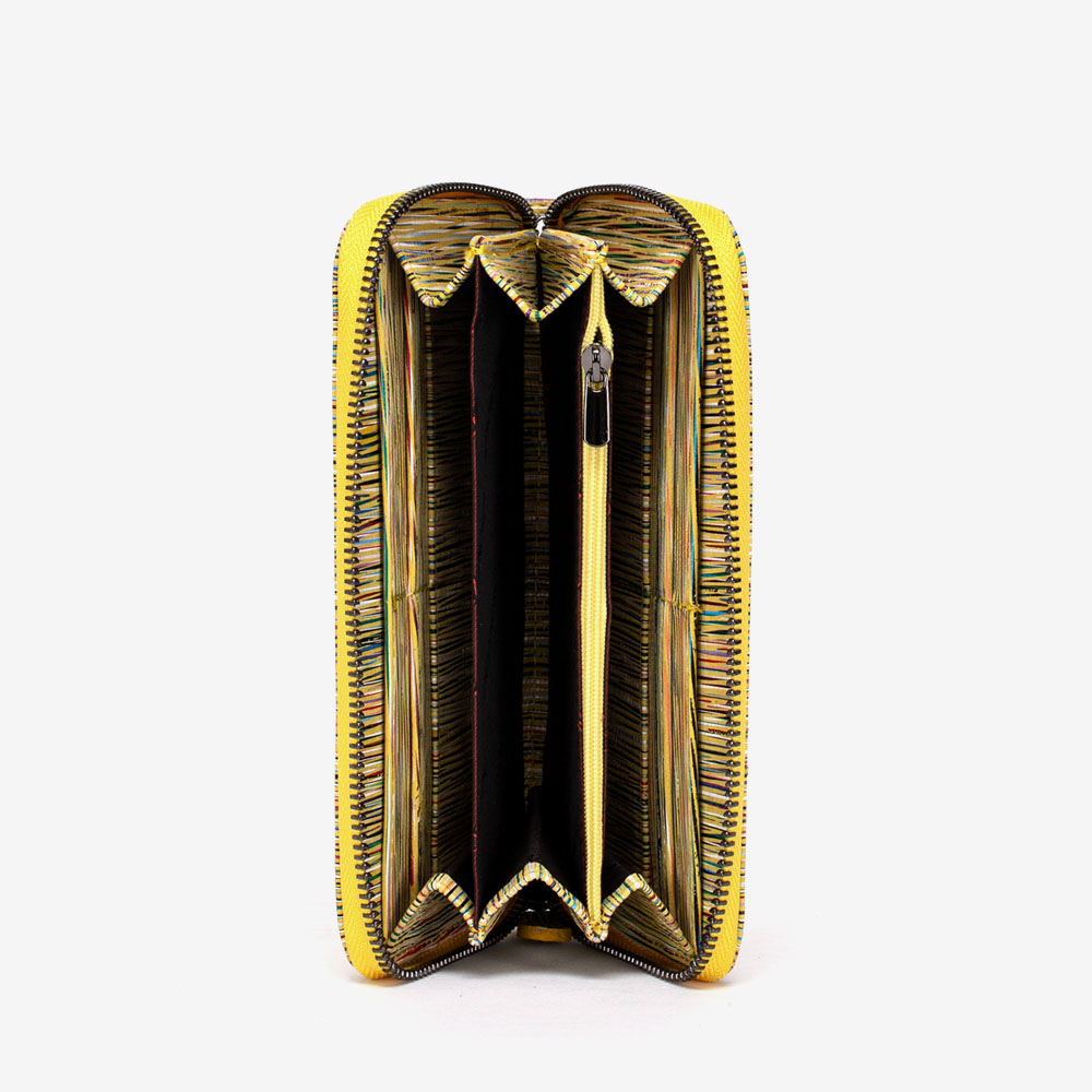 Дамско портмоне ENZO NORI модел GAIA естествена кожа жълти ивици