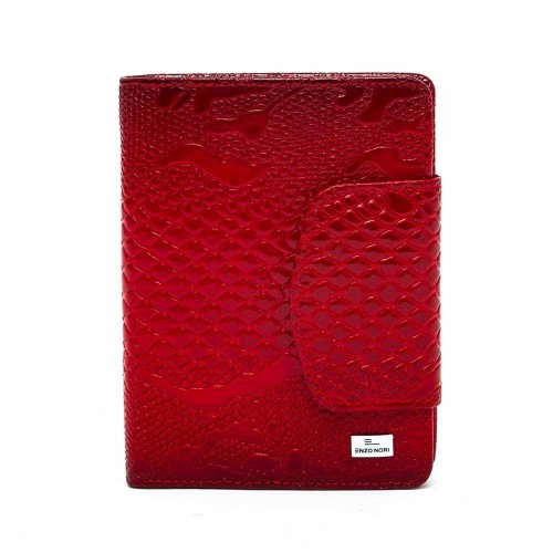 Дамско портмоне ENZO NORI модел TANGO естествена кожа червен принт