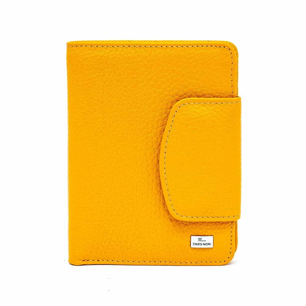 Малко жълто дамско портмоне от естествена фина напа кожа ENZO NORI модел TANGO 
