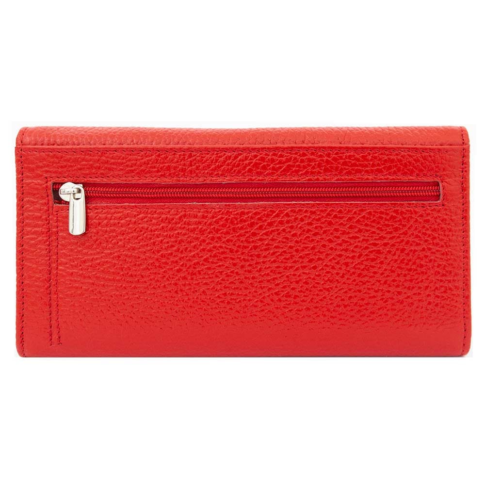 Луксозно дамско портмоне oт естествена кожа с множество отделения за карти и документи ENZO NORI модел SUAVE цвят червен