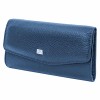 Модерно дамско портмоне oт естествена кожа с множество отделения за карти и документи ENZO NORI модел SUAVE цвят син искрящ
