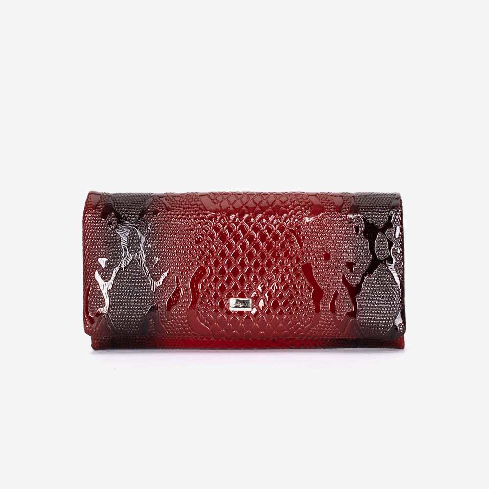 Дамско портмоне ENZO NORI модел ZORY естествена кожа червен принт