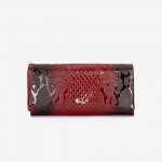 Дамско портмоне ENZO NORI модел ZORY естествена кожа червен принт