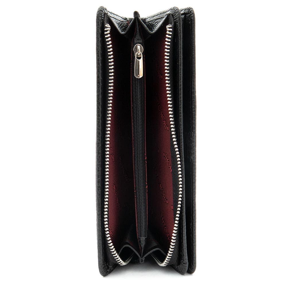 Стилно дамско портмоне от естествена фина напа кожа ENZO NORI модел AMY цвят черен