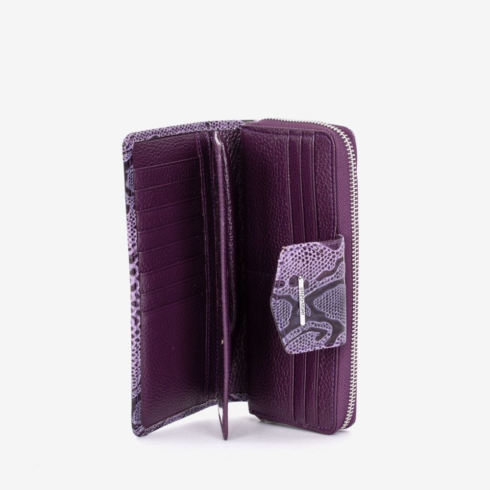 Дамско портмоне ENZO NORI модел LUNA естествена кожа лилав принт