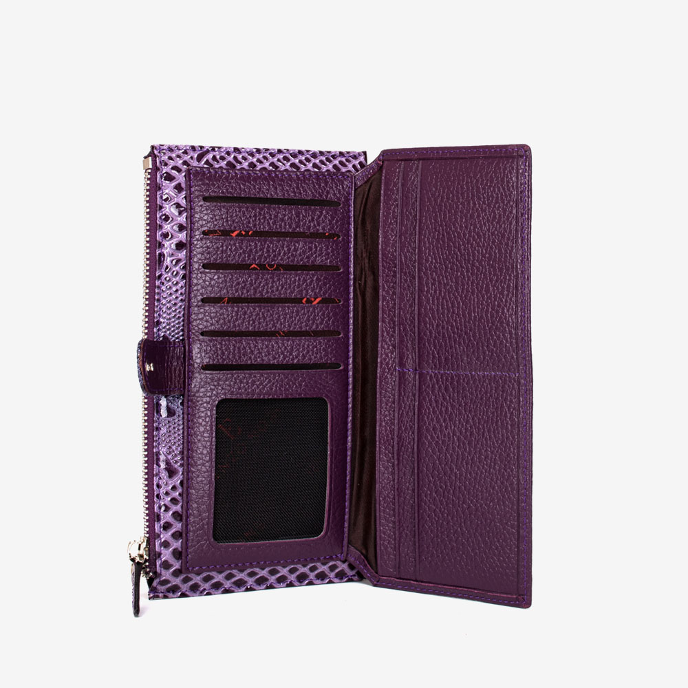 Дамско портмоне ENZO NORI модел ENCOUNTER естествена кожа лилав принт