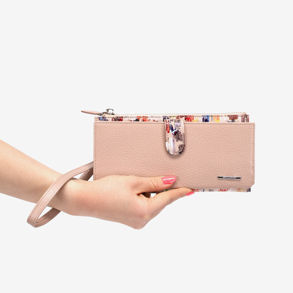Дамско портмоне ENZO NORI модел ENCOUNTER естествена кожа розова палитра