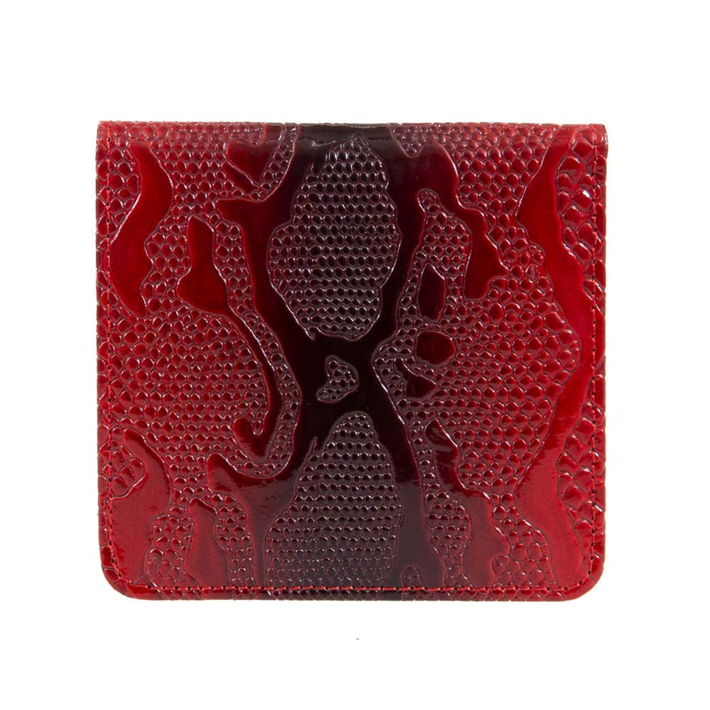 Малко дамско портмоне ENZO NORI модел MOTIF естествена кожа червен принт