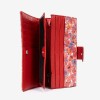 Дамско портмоне ENZO NORI модел CODETTA естествена кожа червен с цветя