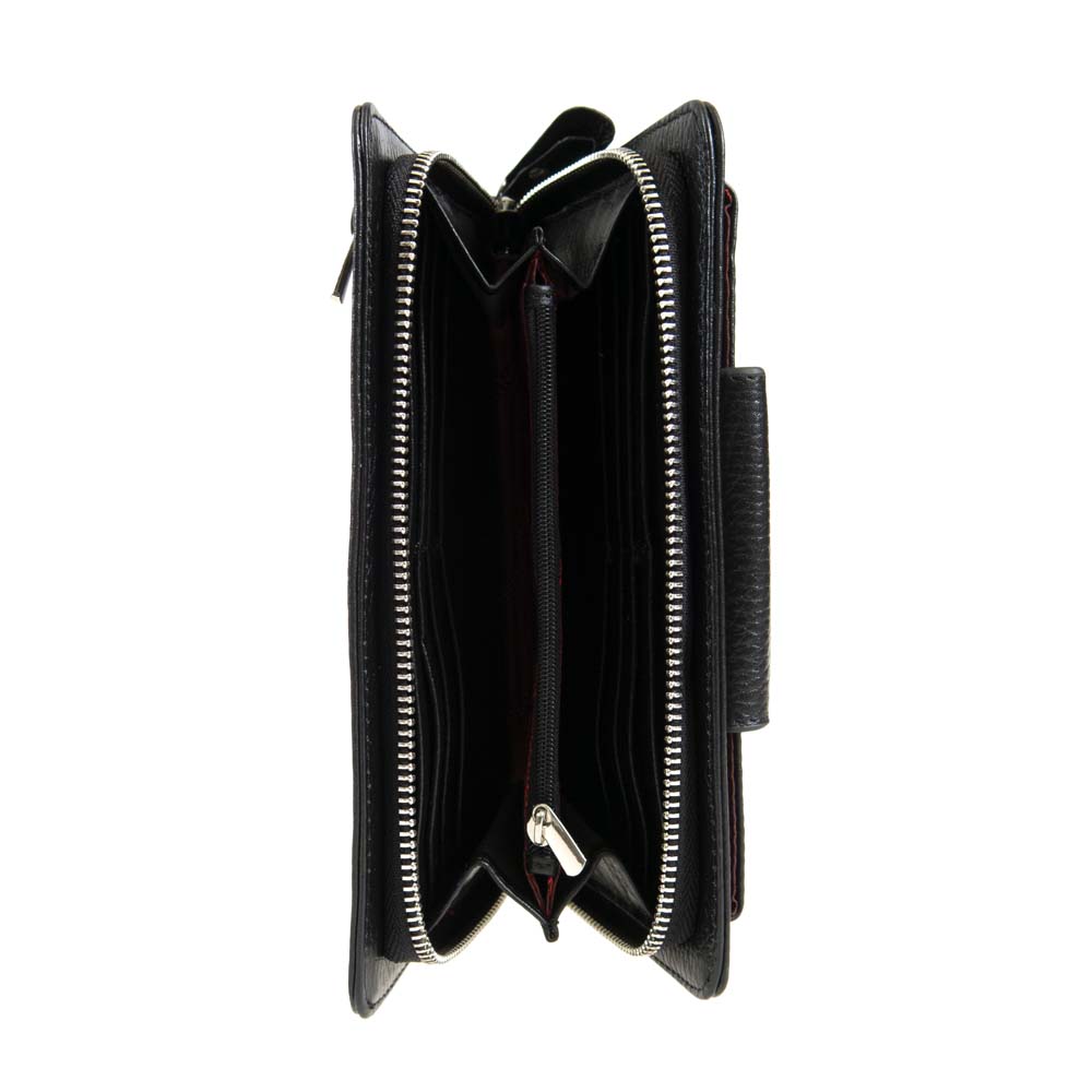 Голямо дамско портмоне ENZO NORI модел GRANDE естествена кожа черен