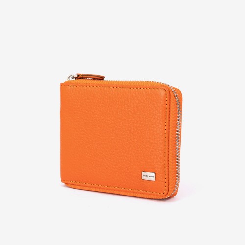 Малко дамско портмоне ENZO NORI модел LEGGERO естествена кожа оранжев