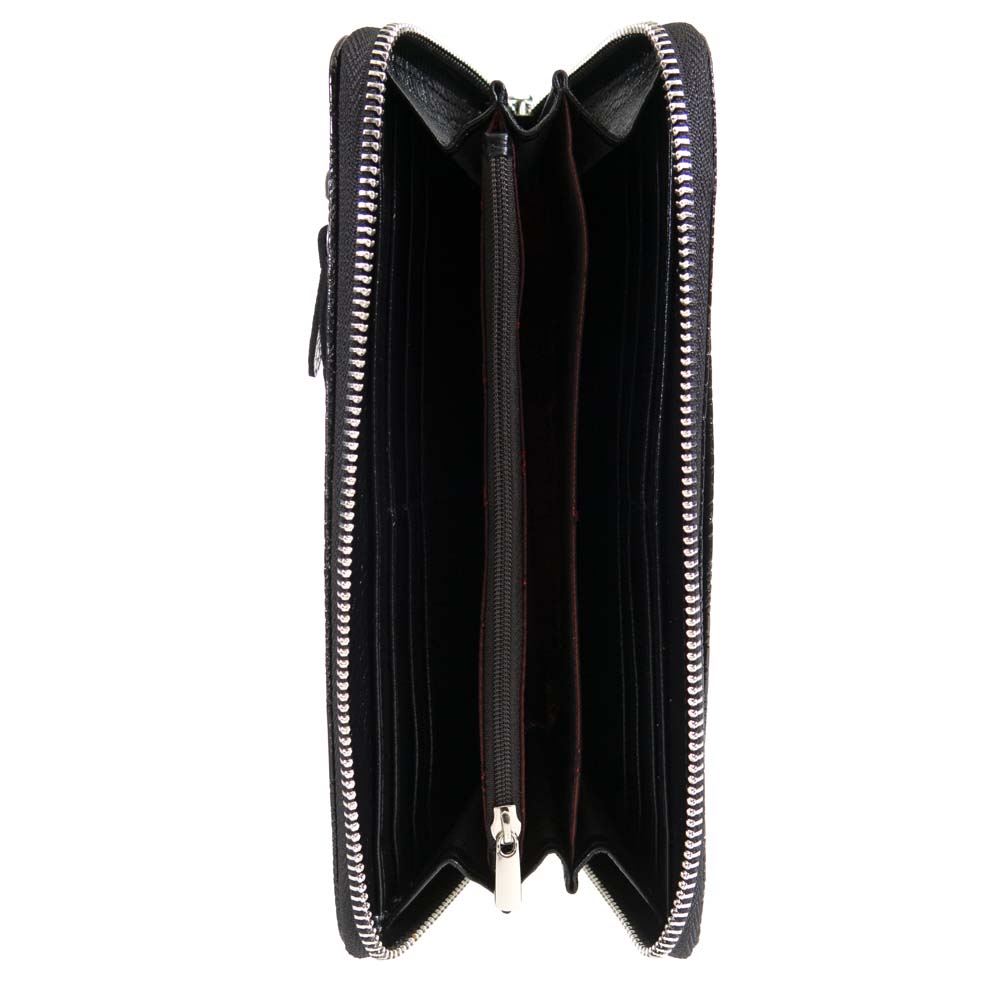 Дамско портмоне ENZO NORI модел ADAGIO естествена кожа черен змийски лак